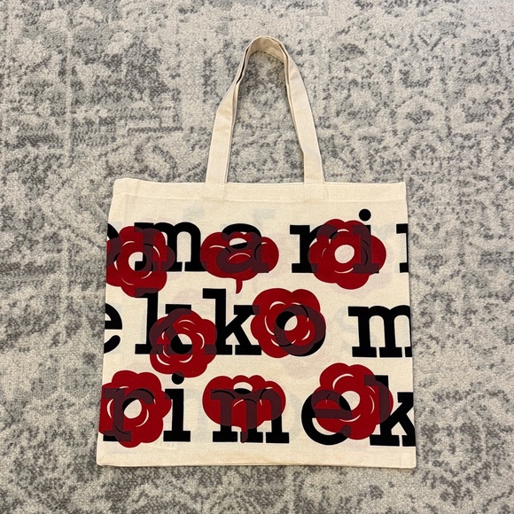 Marimekko Handbags - Marimekko Beige Tote with Red Floral Design
